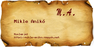 Mikle Anikó névjegykártya